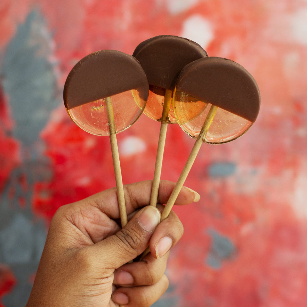 Dark Chocolate Dipped Honey Lollipops Box of 50