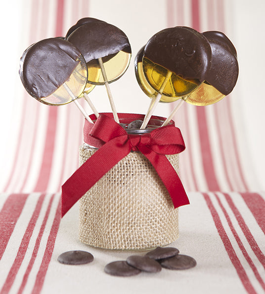 Dark Chocolate Dipped Honey Lollipops Box of 50